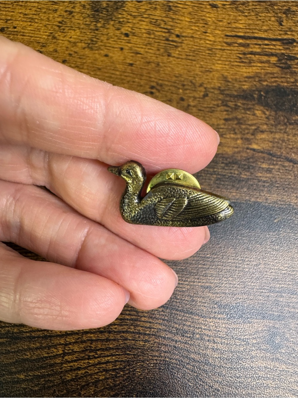 Vintage Gold-Tone Brass Duck Pin